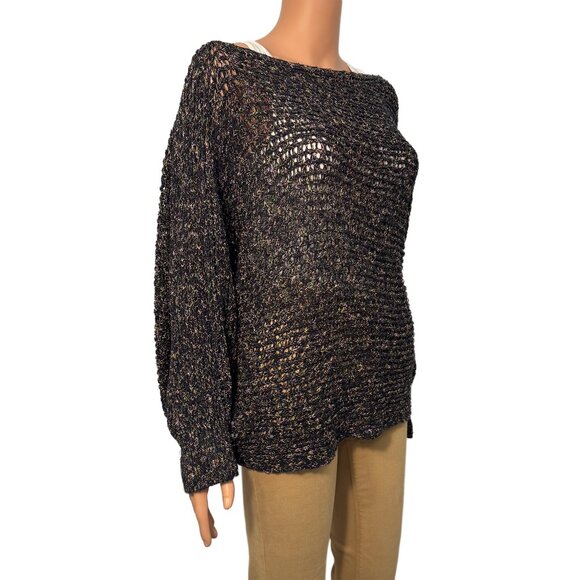 Free People ‘Sunday Smile’ Slouchy Open Knit Dolman Sleeve Sweater Women’s Large - Picture 3 of 8